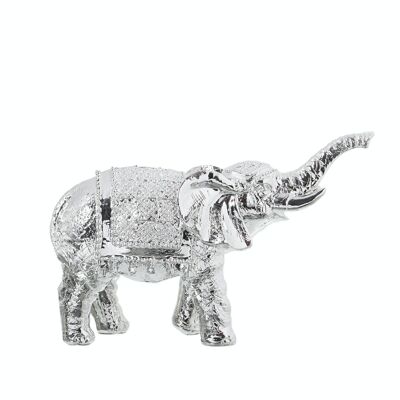 FIGURINE RÉSINE ÉLÉPHANT ARGENT 18X7X12CM LL49980