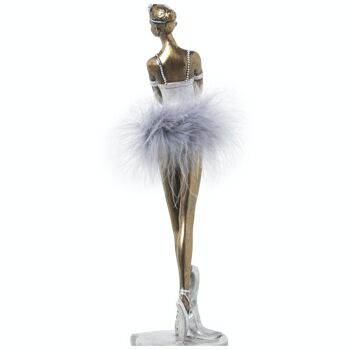 FIGURINE DANSEUSE EN RÉSINE ARGENT/BLANC 9X8X29CM LL49990 3