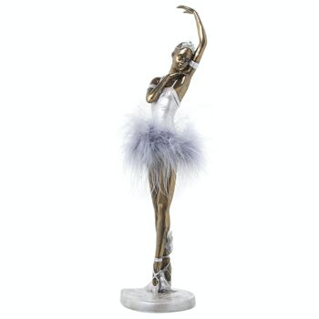 FIGURINE DANSEUSE EN RÉSINE ARGENT/BLANC 9X8X32CM LL49991 1