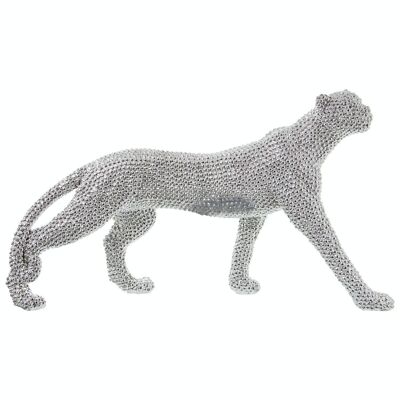 SILVER RESIN PANTHER FIGURE 34X10X20CM LL49994
