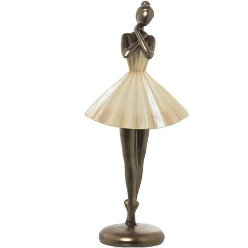 FIGURA RESINA BAILARINA CREMA/DORADA 14X11X34CM LL50402