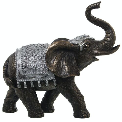 FIGURA RESINA ELEFANTE PLATEADO 27X12X25CM LL50405