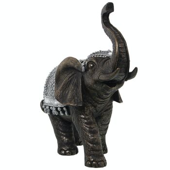 FIGURINE RÉSINE ÉLÉPHANT ARGENT 27X12X25CM LL50405 5