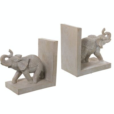 SET OF 2 WHITE ELEPHANT BOOKENDS 36X10X15CM LL50412