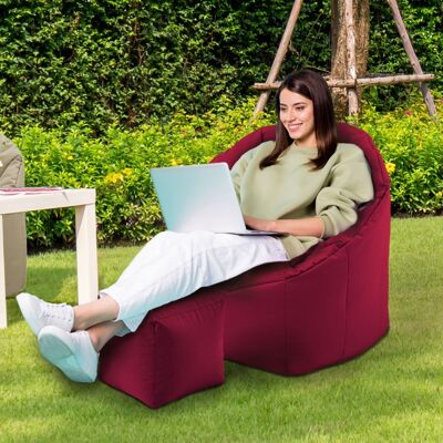 Beanbag set ø 70 H 80 cm con sgabello poltrona poltrona relax poltrona gaming Big Bamba dimensionalmente stabile