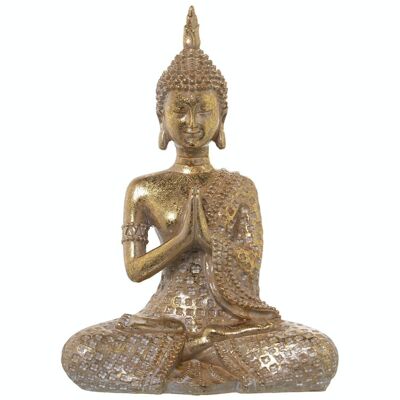 FIGURINE BOUDDHA DORÉ EN RÉSINE 18X10X26CM LL50425