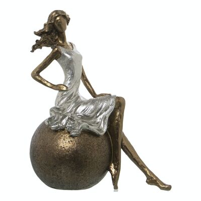 FIGURA IN RESINA RAGAZZA SEDUTA SU PALLA 18X11X23CM LL50430