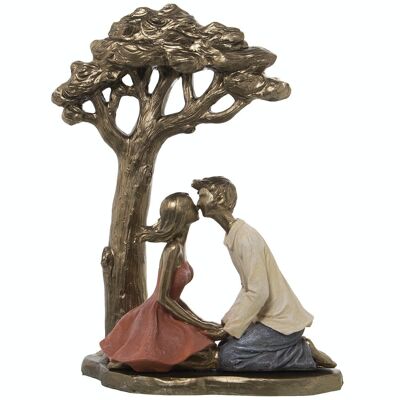 FIGURA IN RESINA COPPIA SOTTO L'ALBERO 26X14X33CM LL50432