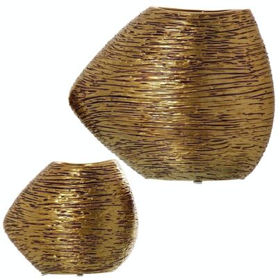 SET 2 JARRONES CERÁMICA ORO _34X17X29 + 22X11,5X19CM LL57416