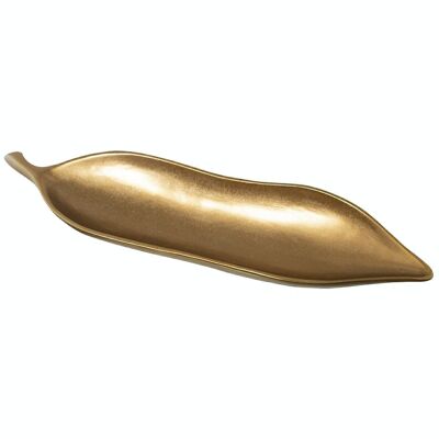 CERAMIC CENTER LEAF 60CM GOLD 60X16X6CM LL59868