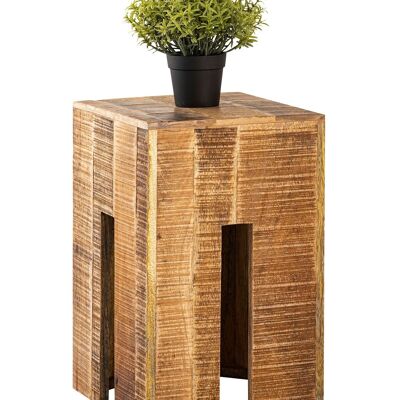Sgabello Seduta cubo 28 x 45 x 28 cm Sgabello quadrato Tavolino Colonna floreale Legno di mango