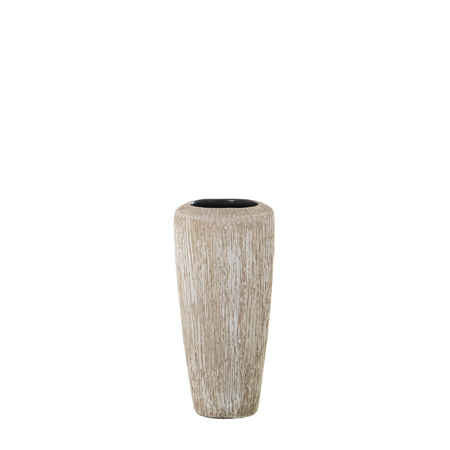 VASE CÉRAMIQUE 40CM BLANC RAYÉ BEIGE _°19X40CM LL60875