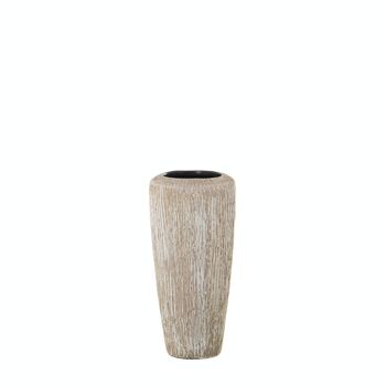 VASE CÉRAMIQUE 40CM BLANC RAYÉ BEIGE _°19X40CM LL60875 1