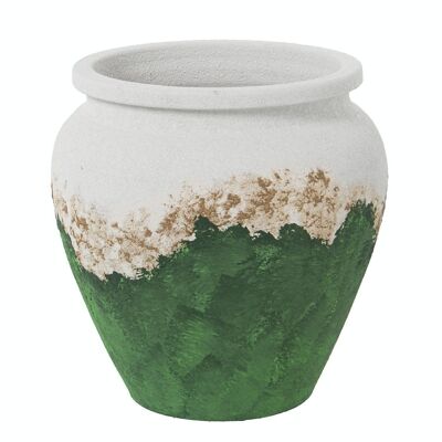 CERAMIC PLANTER 32CM GREEN/GOLD/WHITE _°32X34CM, MOUTH:°25CM LL60889