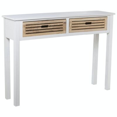 WOODEN ENTRANCE TABLE WITH 2 DRAWERS WHITE/NATURAL, DM+PAULOVNIA _110X28X80CM, HIGH. LEGS:60CM LL68050