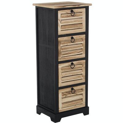 WOODEN SIFONIER 4 DRAWERS BLACK/NATURAL, PAULOVNIA _35X30X90CM, HIGH.LEGS:3.5CM LL68053