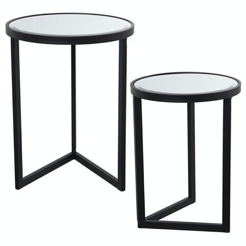 SET 2 MESAS METAL NEGRO Y ESPEJO °42X54CM+°36X48CM LL71789