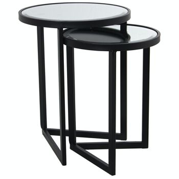 SET 2 TABLES MÉTAL NOIR ET MIROIR °42X54CM+°36X48CM LL71789 4