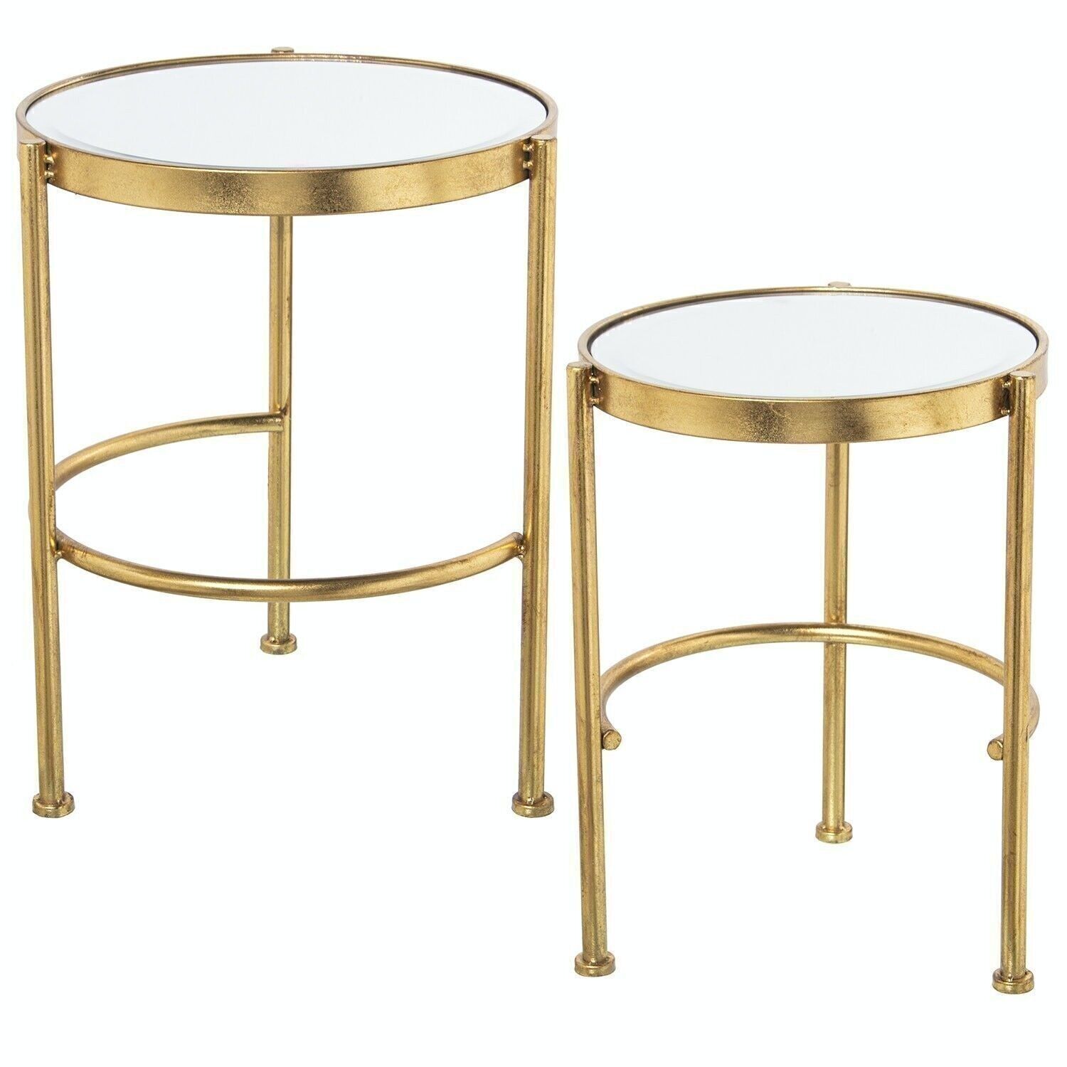 SET 2 GOLDEN METAL AND MIRROR TABLES °42X52CM+°37X49CM LL71790