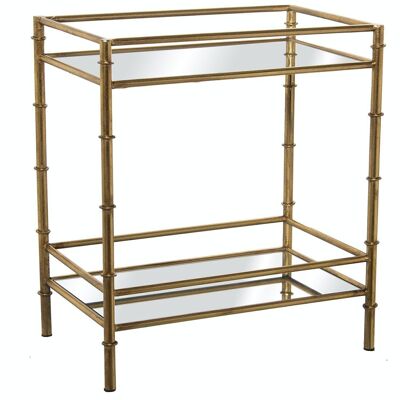 GOLDEN METAL ENTRANCE TABLE AND MIRROR WITH LOWER SHELF _54X34X60CM, HIGH. LEGS:10.5CM LL71793