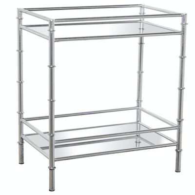 SILVER METAL ENTRANCE TABLE AND MIRROR WITH LOWER SHELF _54X34X60CM, HIGH. LEGS: 10.5CM LL71794
