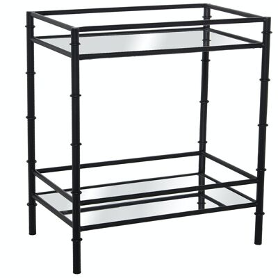 BLACK METAL ENTRANCE TABLE AND MIRROR WITH LOWER SHELF _54X34X60CM, HIGH. LEGS: 10.5CM LL71795