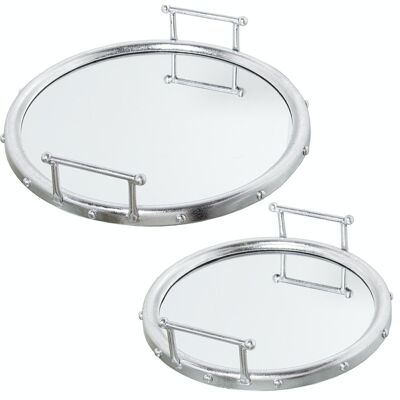 SET 2 BANDEJAS METAL PLATEADOESPEJO °47X9CM+°40X9CM,INT:°41/°33 LL71797