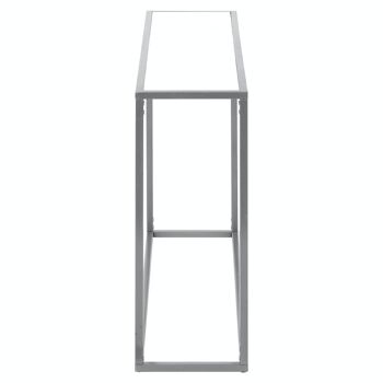 LOT DE 2 TABLES D'ENTRÉE MÉTAL ARGENT AVEC VERRE TRANSPARENT _90X28X80+85X24X75CM LL71822 2