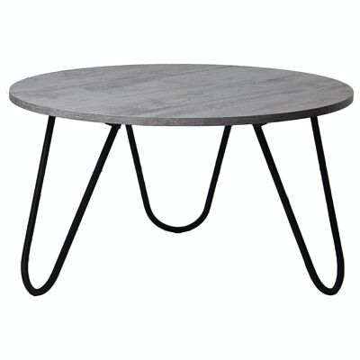 WOODEN COFFEE TABLE BLACK METAL LEGS, WHITE WASHED WOOD _°80X44CM LL72232