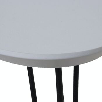 SET 2 TABLES DE CENTRE + 72245 PIEDS EN BOIS BLANC MÉTAL NOIR _90X60X49.5CM+60X40X45CM LL72240 3