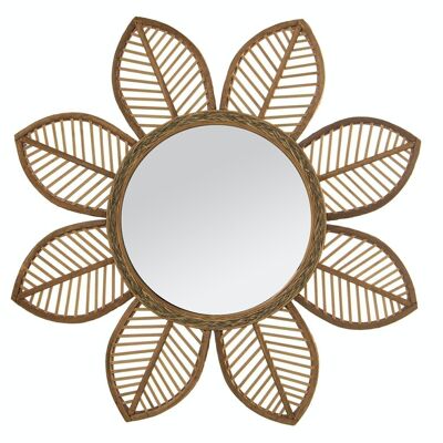 NATURAL BAMBOO MIRROR FLOWER SHAPE _°80X3CM, INT:°35CM LL76114