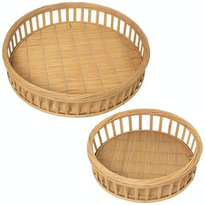 SET 2 PLATEAUX BAMBOU NATUREL _°43X9CM °33X_CM LL76118