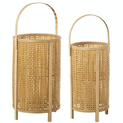 SET 2 FAROLES BAMBU NATURAL _°30x51+°24X47CM LL76128