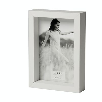 CADRE PHOTO 10X15CM ENVELOPPE BOIS/PAPIER BLANC.ET RACCROCHER _EXT.11,5X16,5X3,2CM-BOIS:DM LL77927