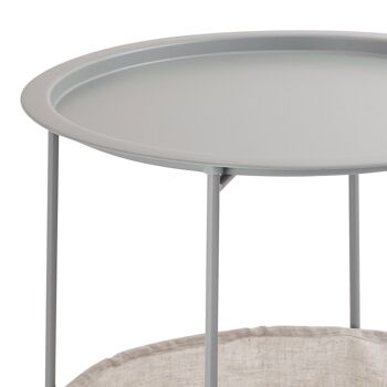 Table d'appoint ronde en métal avec solution de rangement Alberta table de jardin table de balcon table de terrasse, gris clair - gris clair 5