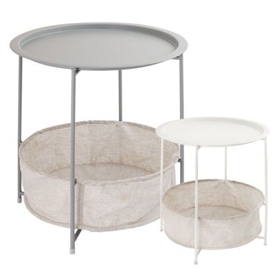 Side table metal round with storage solution Alberta garden table balcony table terrace table, light gray - light gray