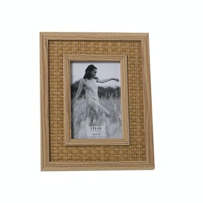 PORTE PHOTO BOIS 10X15CM EXT:13X18X2CM, DM+PAPIER RAT┴N LL78659