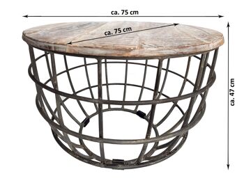 Table basse ronde durable Lexington ø 75 cm treillis métallique fil métallique table de salon en bois massif 3