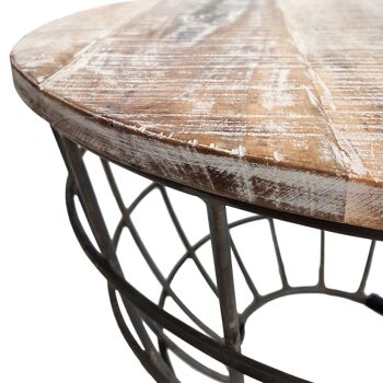 Table basse ronde durable Lexington ø 75 cm treillis métallique fil métallique table de salon en bois massif 5