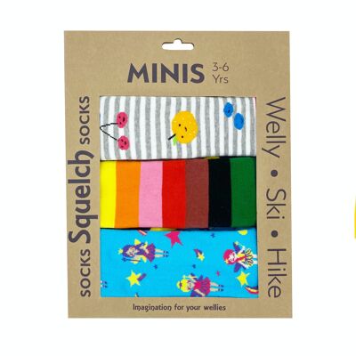 Lot de trois mini chaussettes Welly Squelch dans une boîte cadeau 2