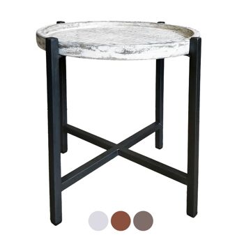 Table d'appoint ø 46 x H 45 cm table basse table de salon ronde Omaha structure en métal argent antique/noir 2