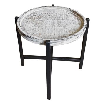Table d'appoint ø 46 x H 45 cm table basse table de salon ronde Omaha structure en métal argent antique/noir 3