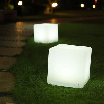 Luminoso cubo solare tavolino sgabello LED CASY H30cm