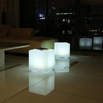 Cube solaire lumineux tabouret table basse LED CASY H30cm 3