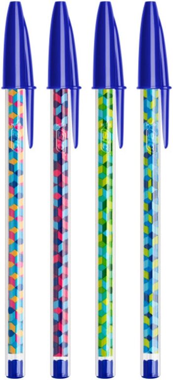 Boite de 20 stylos-bille à motifs cubiques 3D multicolores 2