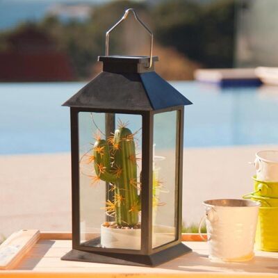 Lanterna pianta solare PABLO cactus portacandele H35cm