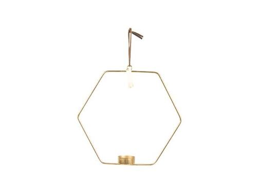 Hexagon Hanging Tealight Holder antique gold