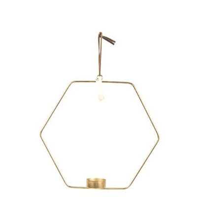 Hexagon Hanging Tealight Holder oro antico