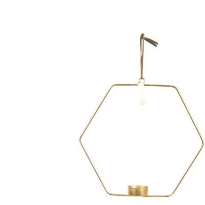 Hexagon Hanging Tealight Holder antique gold