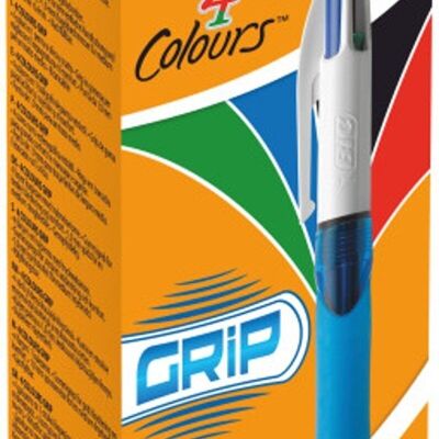 Box of 12 4 Color Grip ballpoint pens, blue color